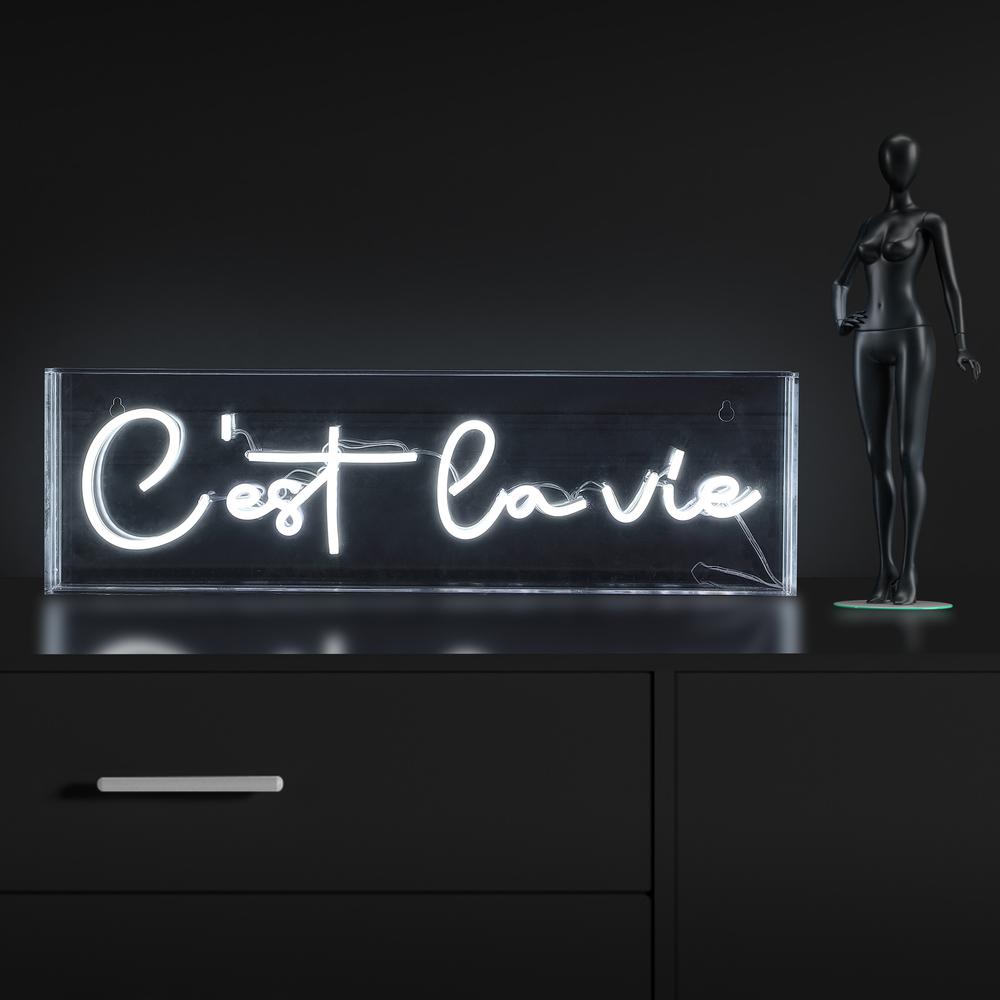 Cest La Vie Contemporary Glam Acrylic Box Usb Operated Led Neon Light. Picture 6