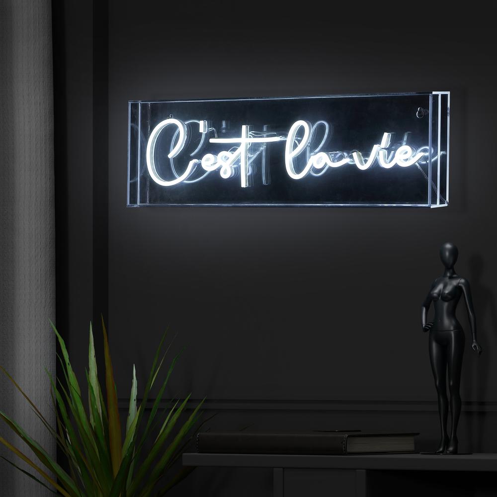 Cest La Vie Contemporary Glam Acrylic Box Usb Operated Led Neon Light. Picture 7