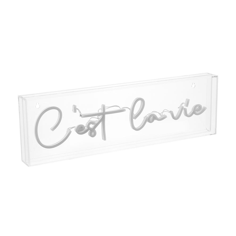 Cest La Vie Contemporary Glam Acrylic Box Usb Operated Led Neon Light. Picture 1
