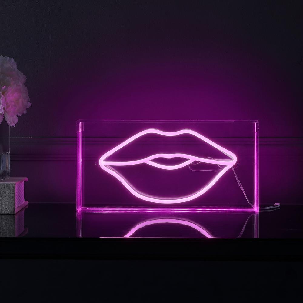 Lips Contemporary Glam Acrylic Box USB Operated LED Neon Light. Picture 5