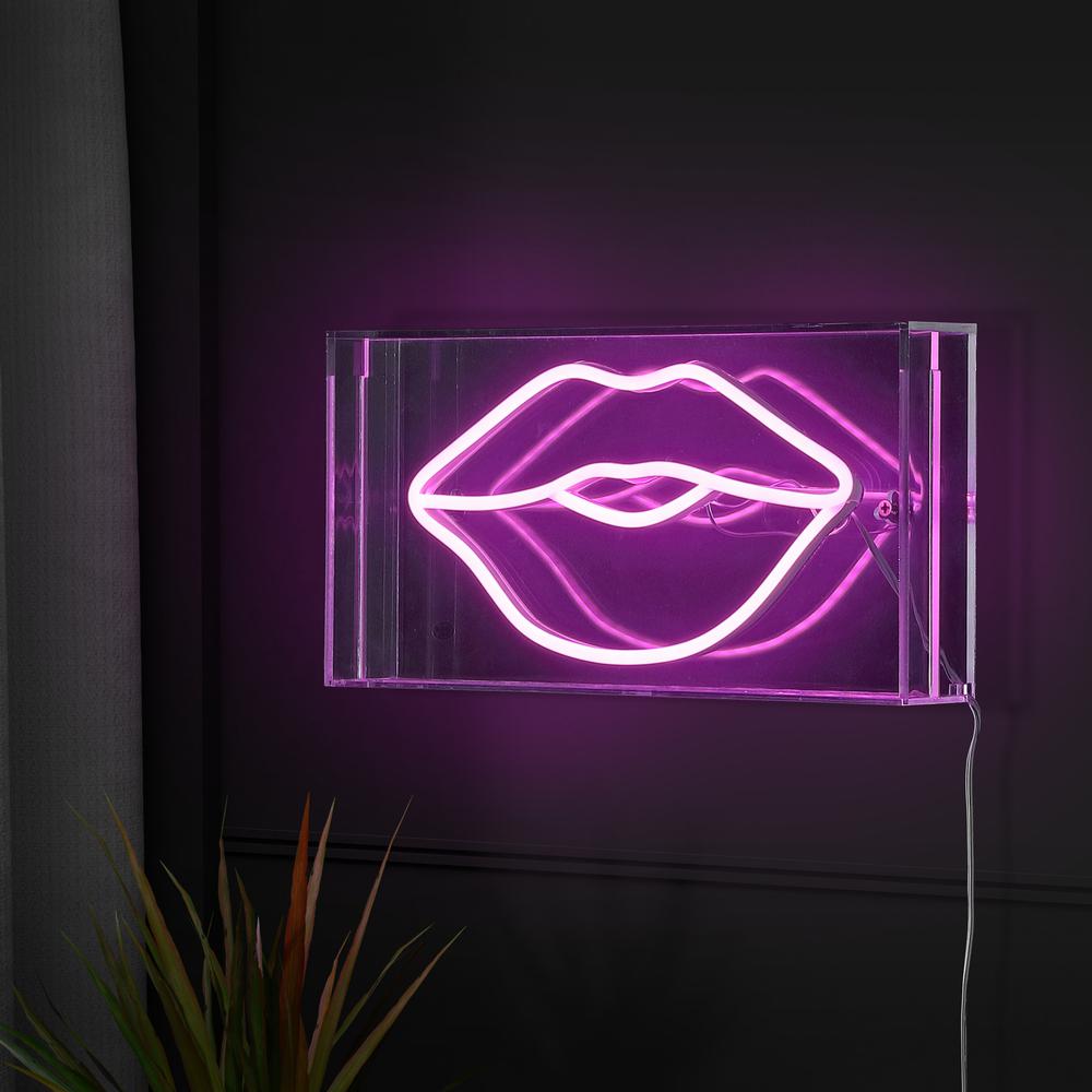 Lips Contemporary Glam Acrylic Box USB Operated LED Neon Light. Picture 7