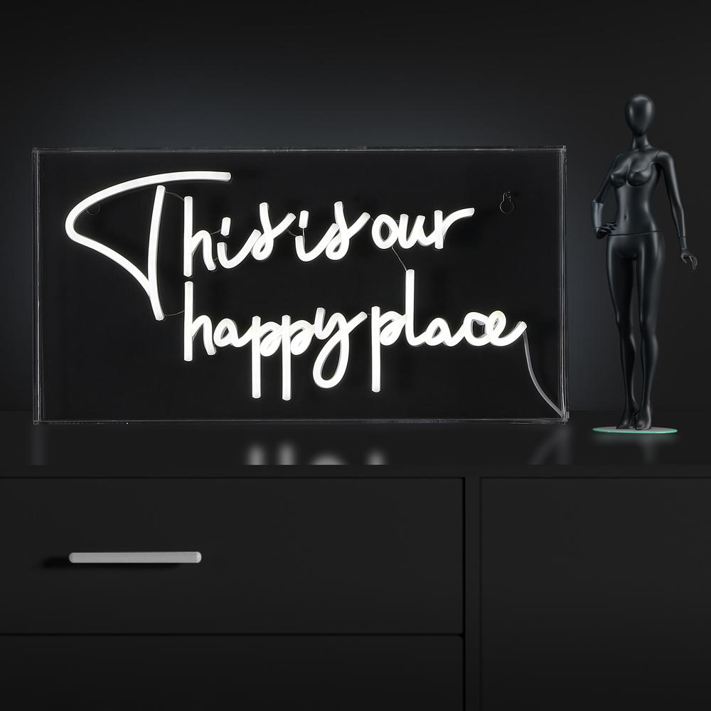 This Is Your Happy Place Glam Acrylic Box USB Operated LED Neon Light. Picture 6