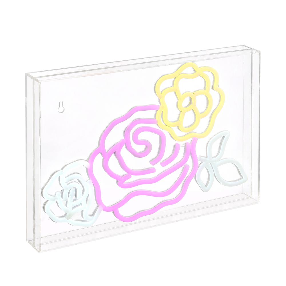 Crowd Of Roses Contemporary Glam Acrylic Box USB Operated LED Neon Light. Picture 4