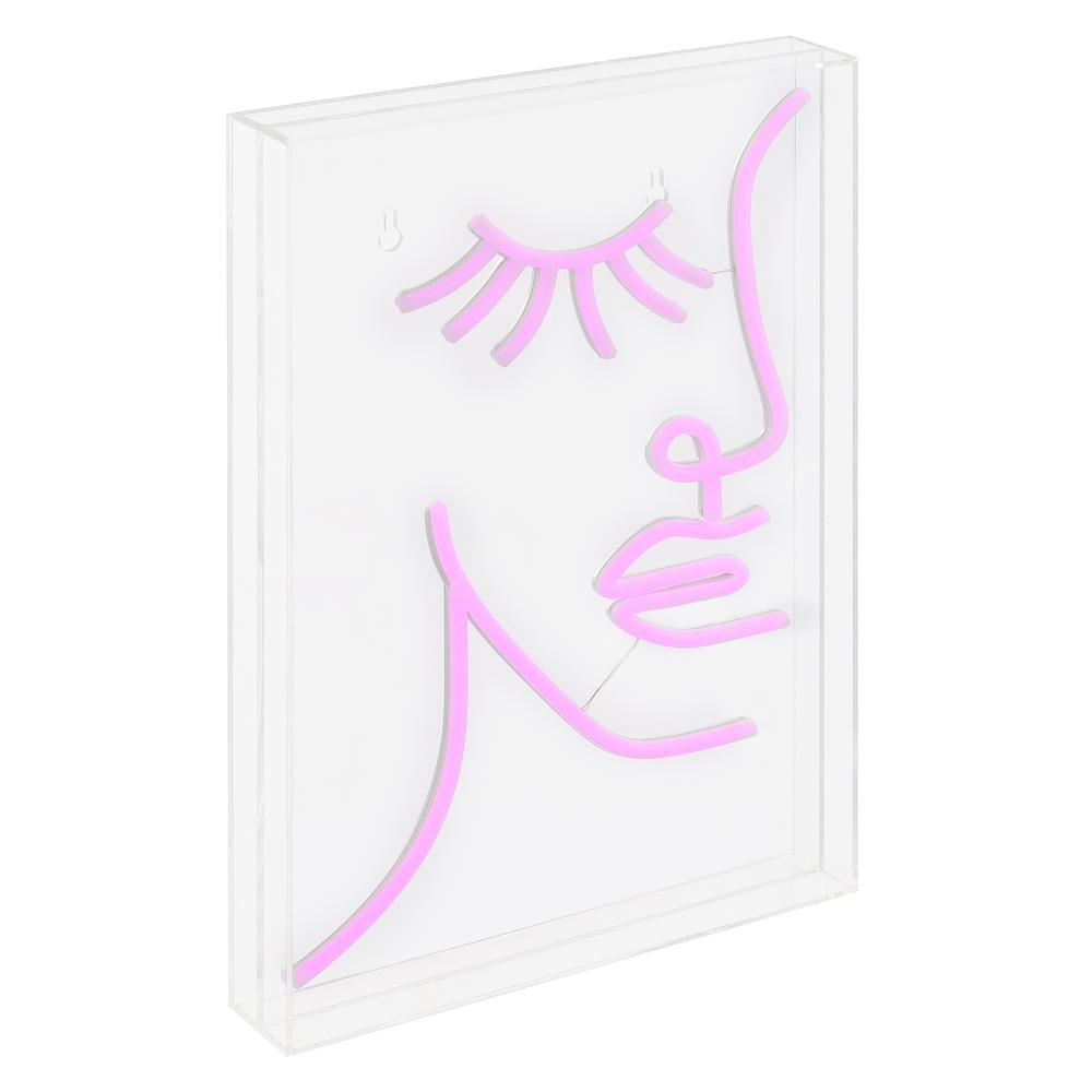 Half Face Contemporary Glam Acrylic Box USB Operated LED Neon Light. Picture 4