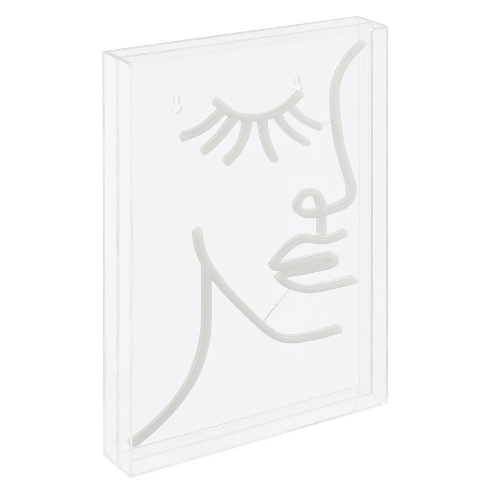 Half Face Contemporary Glam Acrylic Box USB Operated LED Neon Light. Picture 1