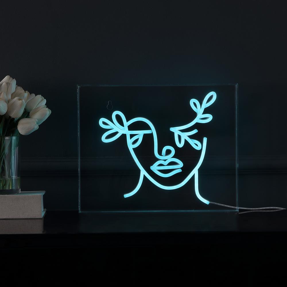 Teary Face Contemporary Glam Acrylic Box USB Operated LED Neon Light. Picture 5
