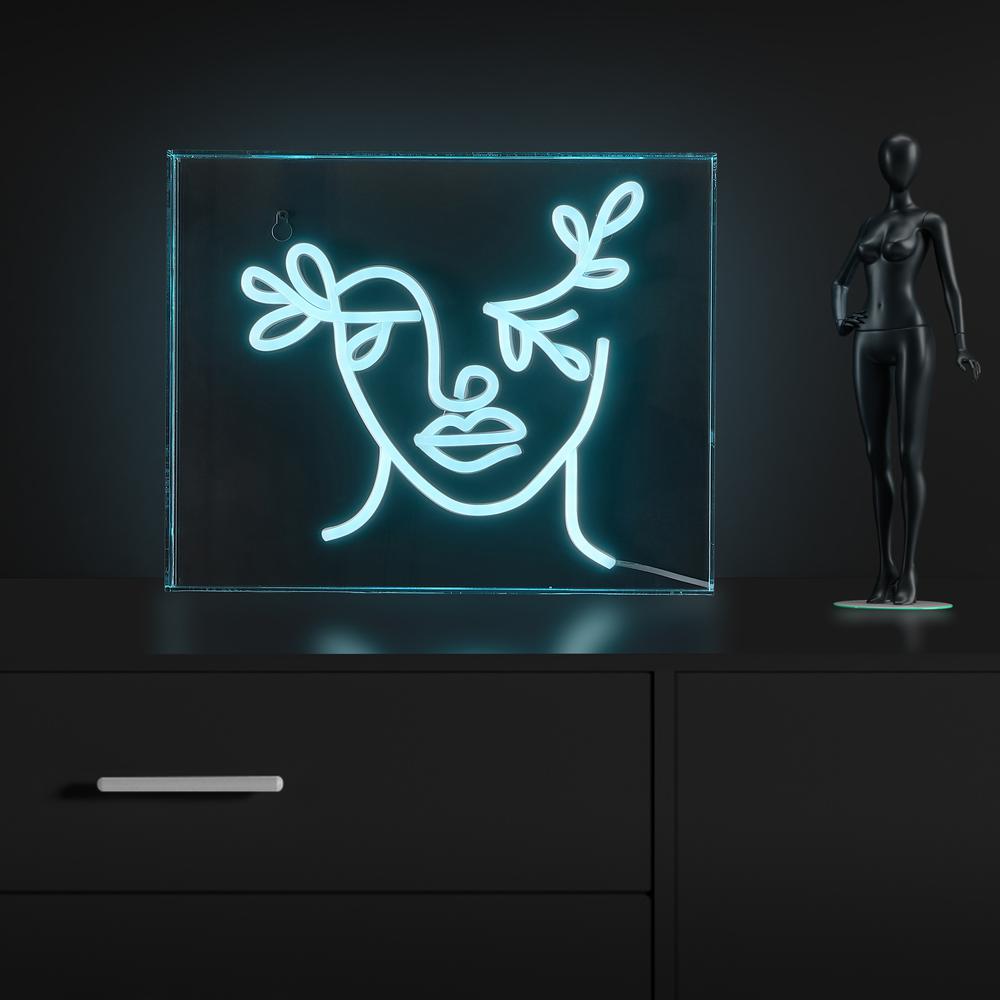 Teary Face Contemporary Glam Acrylic Box USB Operated LED Neon Light. Picture 6