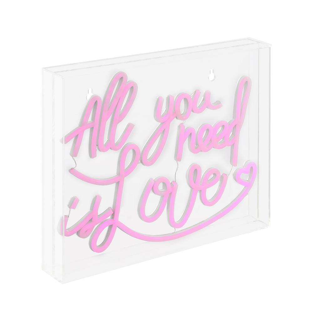 All You Need Is Love Contemporary Glam Acrylic Box USB Operated LED Neon Light. Picture 4