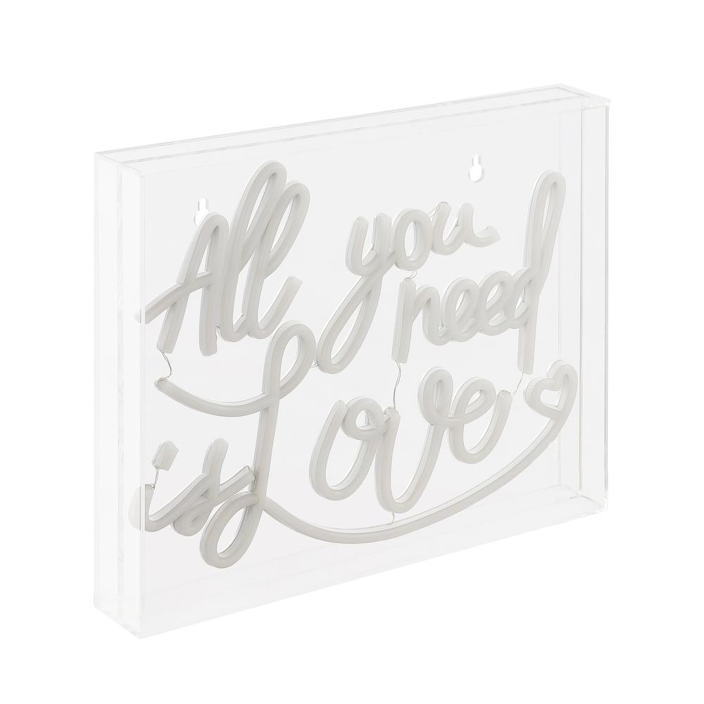 All You Need Is Love Contemporary Glam Acrylic Box USB Operated LED Neon Light. Picture 1