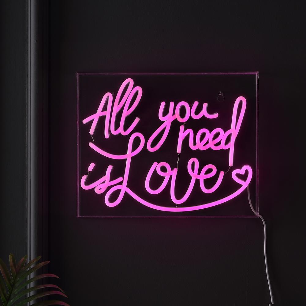 All You Need Is Love Contemporary Glam Acrylic Box USB Operated LED Neon Light. Picture 2