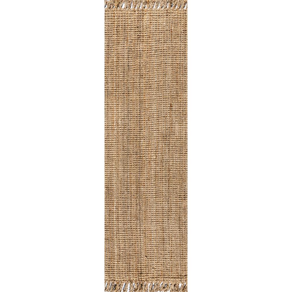Pata Hand Woven Chunky Jute with Fringe Area Rug. Picture 1