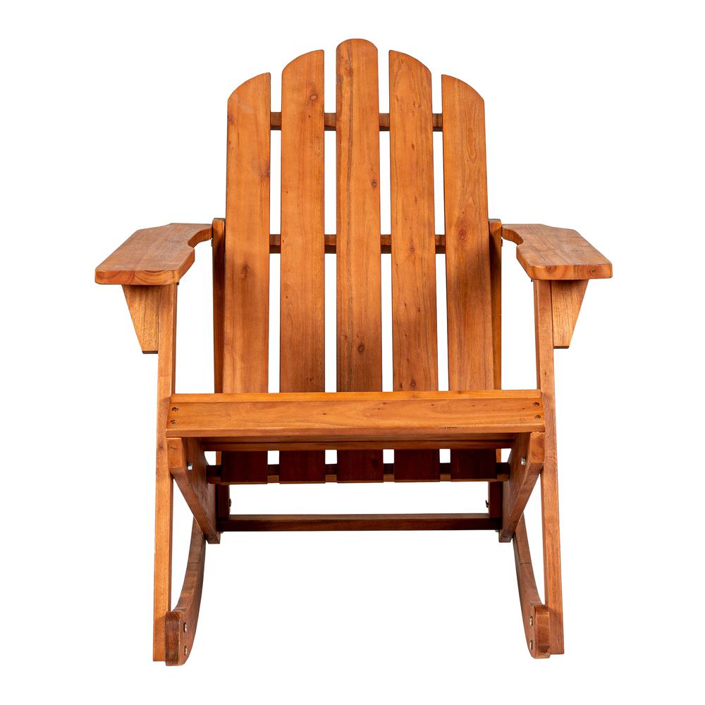Kiawah Outdoor Patio Classic Acacia Wood Adirondack Rocking Chair. Picture 2