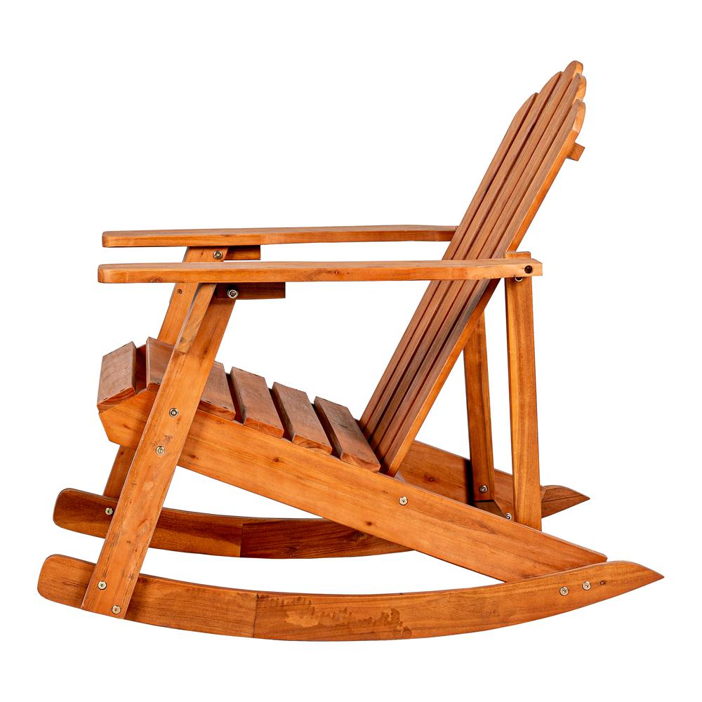 Kiawah Outdoor Patio Classic Acacia Wood Adirondack Rocking Chair. Picture 3