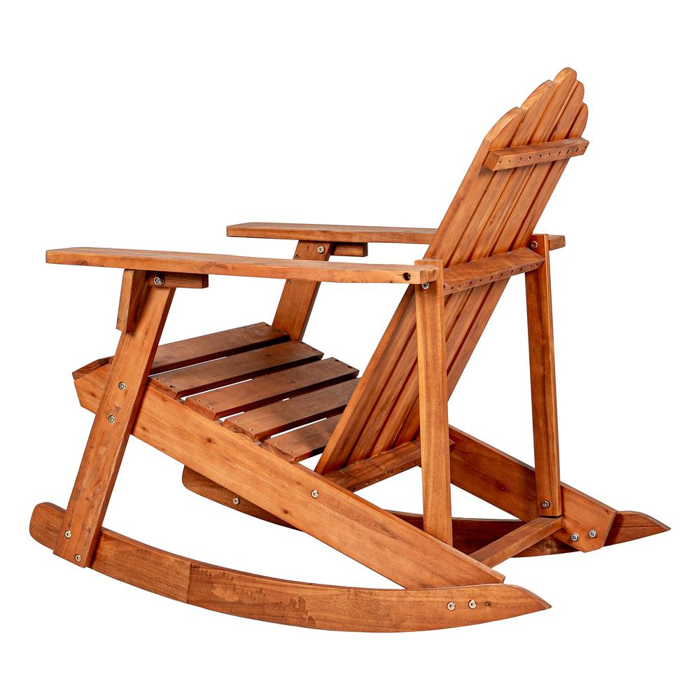 Kiawah Outdoor Patio Classic Acacia Wood Adirondack Rocking Chair. Picture 4