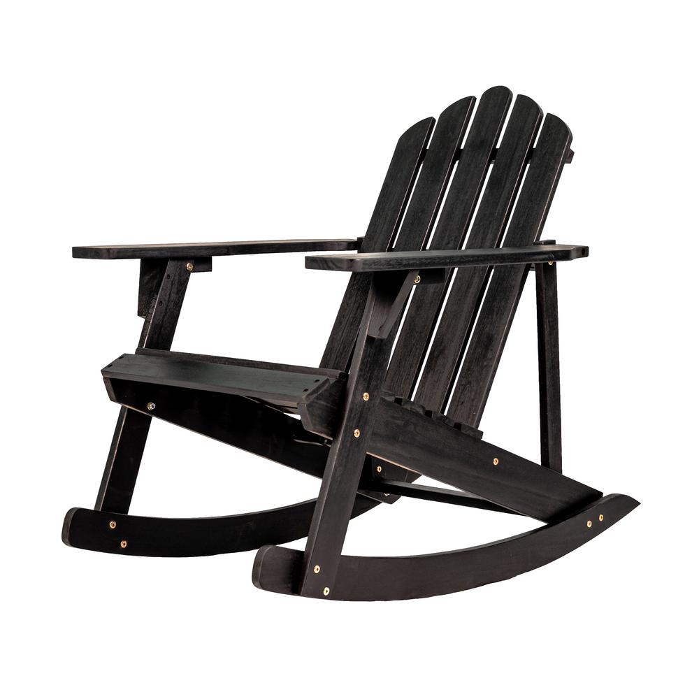 Kiawah Outdoor Patio Classic Acacia Wood Adirondack Rocking Chair. Picture 1
