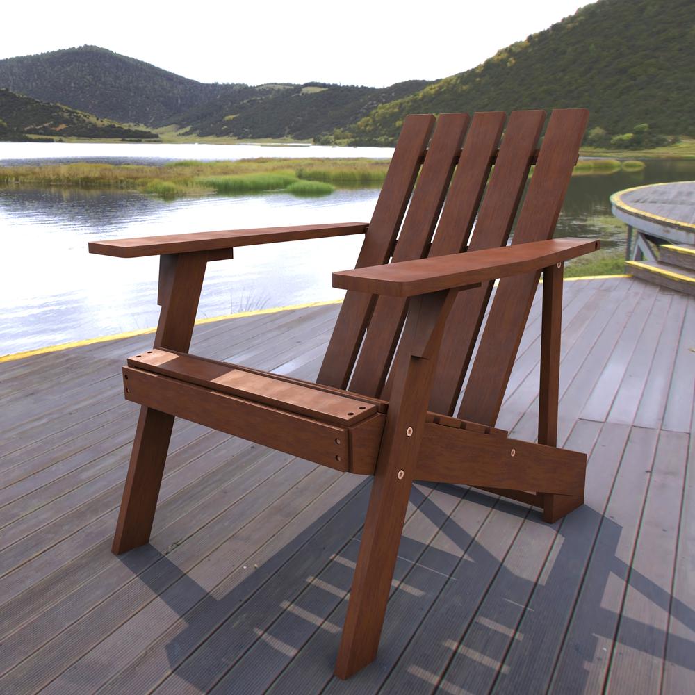 Irving Outdoor Patio Modern Acacia Wood Adirondack Chair. Picture 6