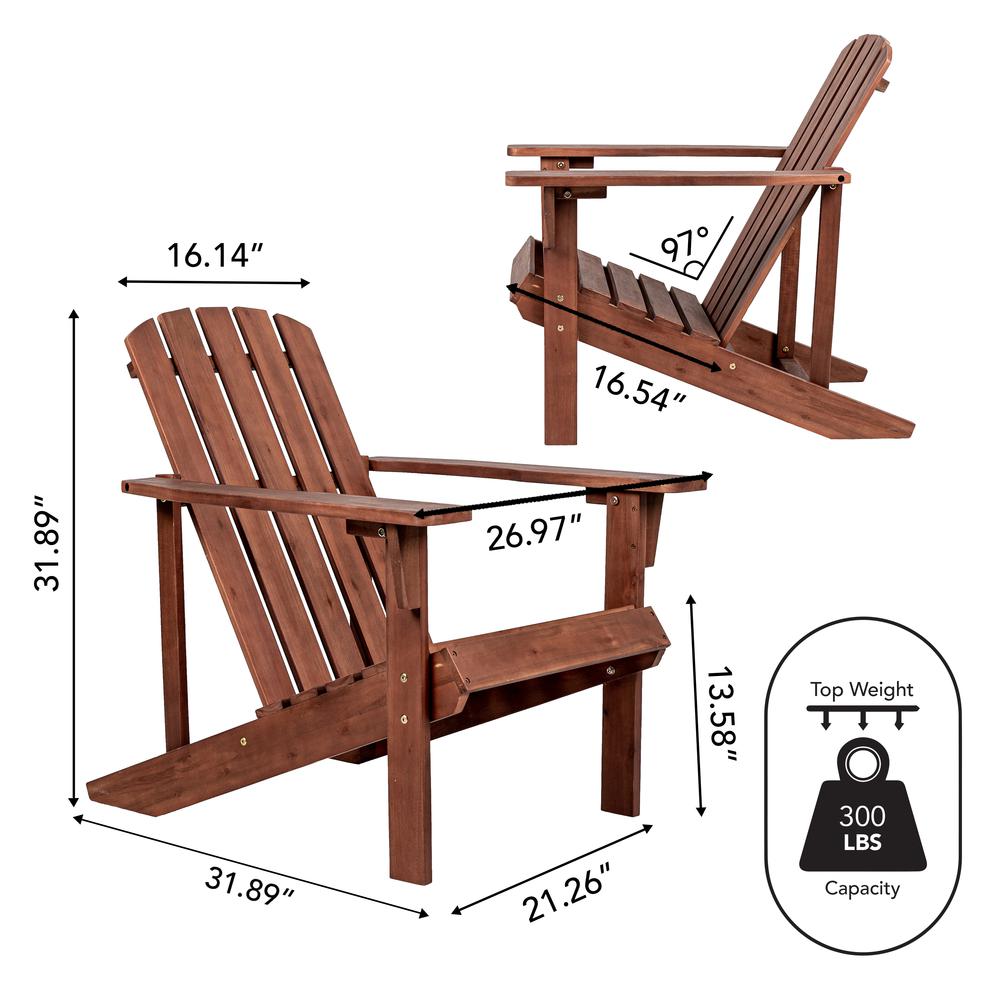 Westport Outdoor Patio Traditional Acacia Wood Adirondack Chair. Picture 9