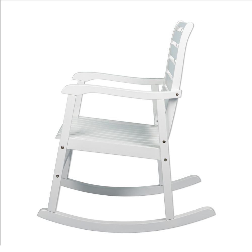 Carey Modern Slat Back Acacia Wood Patio Outdoor Rocking Chair. Picture 3