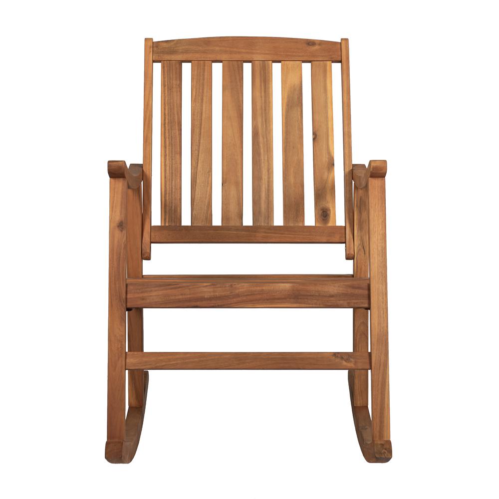 Perry Classic Slat Back Acacia Wood Patio Outdoor Rocking Chair (Set of 2). Picture 2