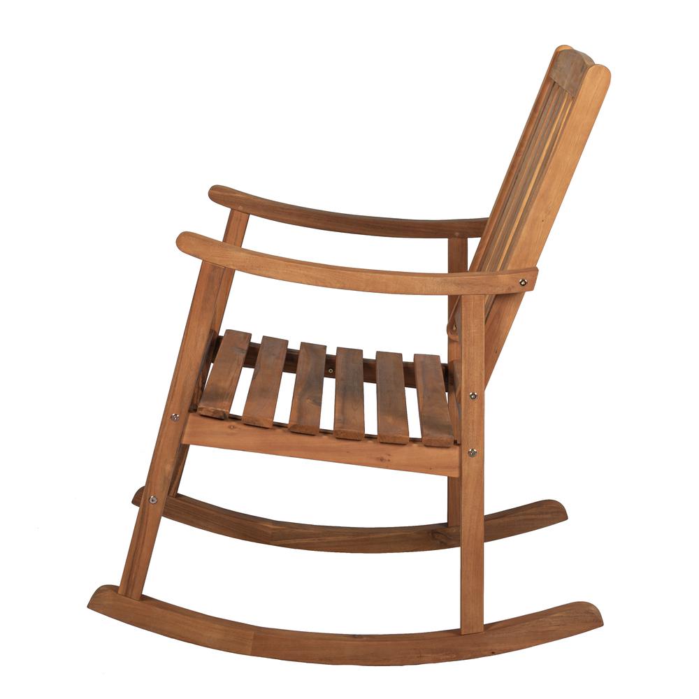 Perry Classic Slat Back Acacia Wood Patio Outdoor Rocking Chair (Set of 2). Picture 3