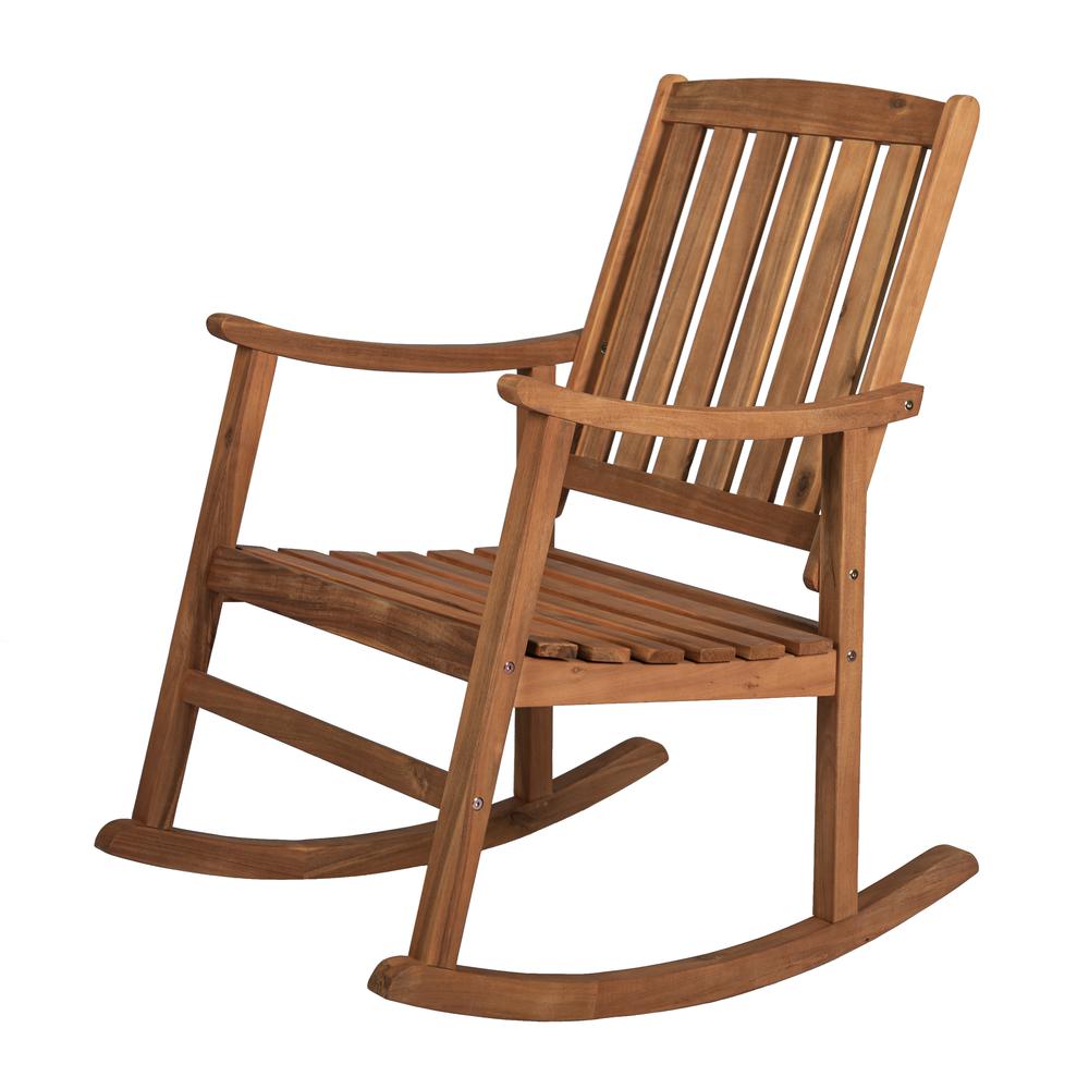 Perry Classic Slat Back Acacia Wood Patio Outdoor Rocking Chair (Set of 2). Picture 1