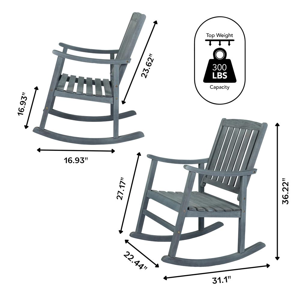 Penny Classic Slat Back Acacia Wood Patio Outdoor Rocking Chair. Picture 8