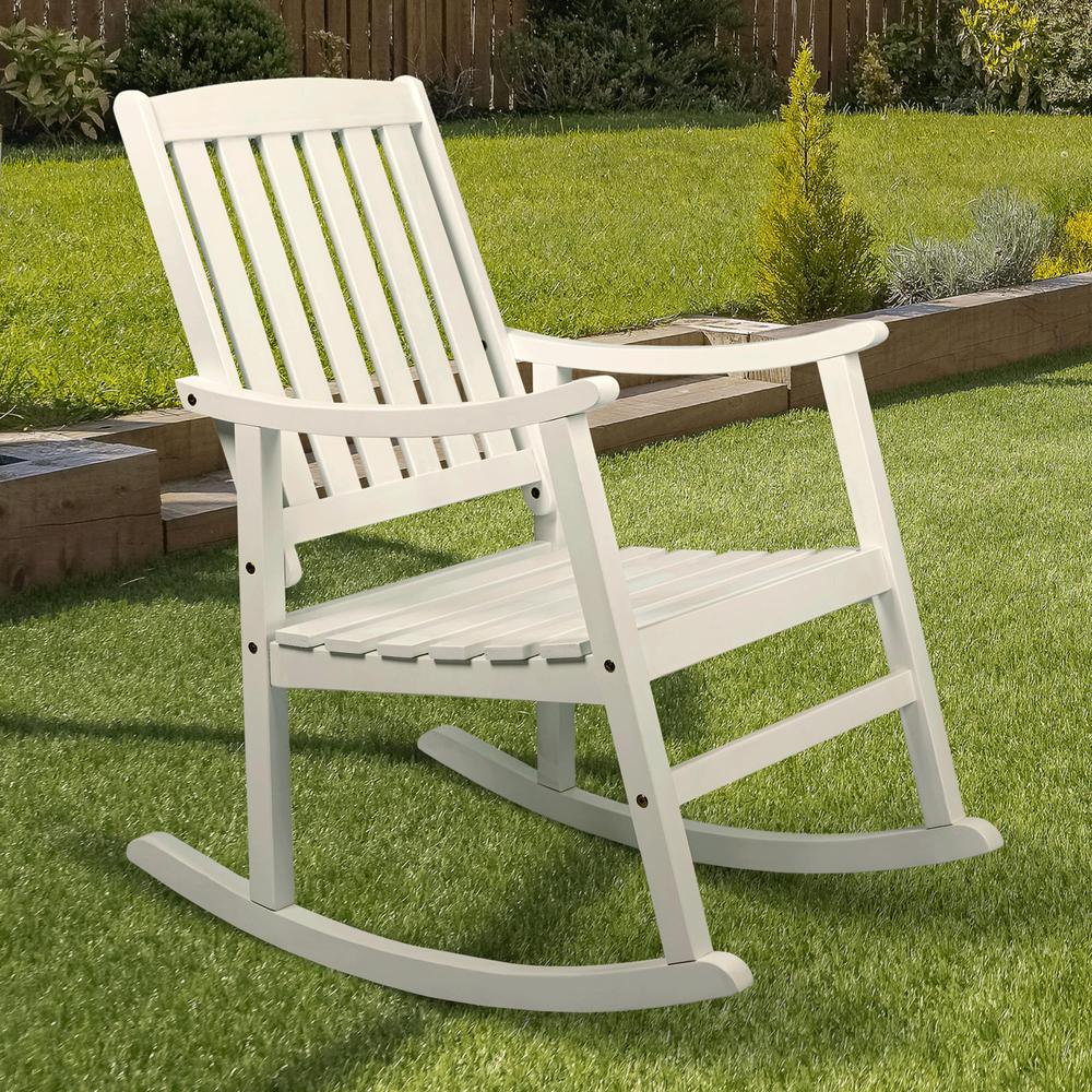 Penny Classic Slat Back Acacia Wood Patio Outdoor Rocking Chair. Picture 6