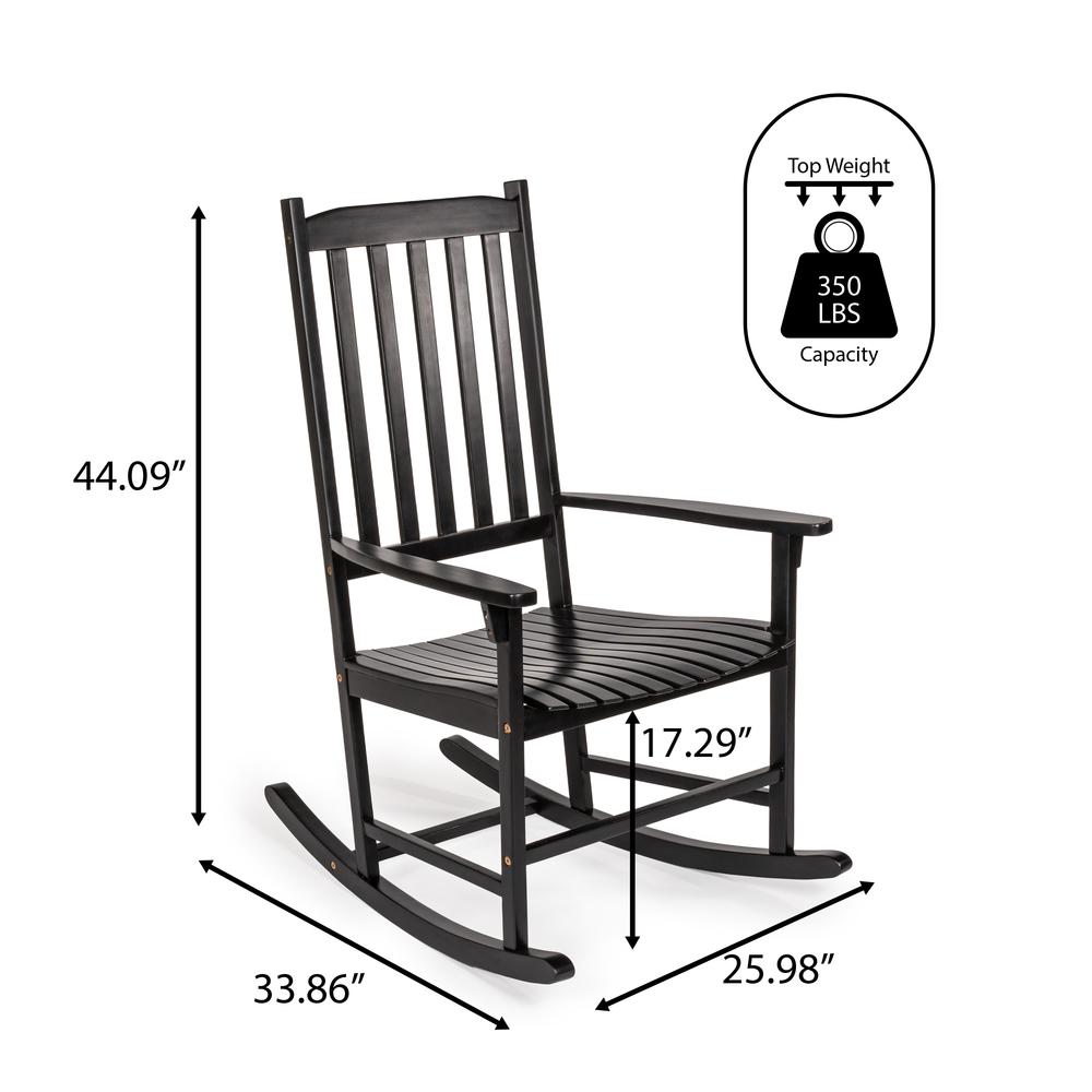 Slat-Back 350-Lbs Support Acacia Wood Outdoor Rocking Chair. Picture 6