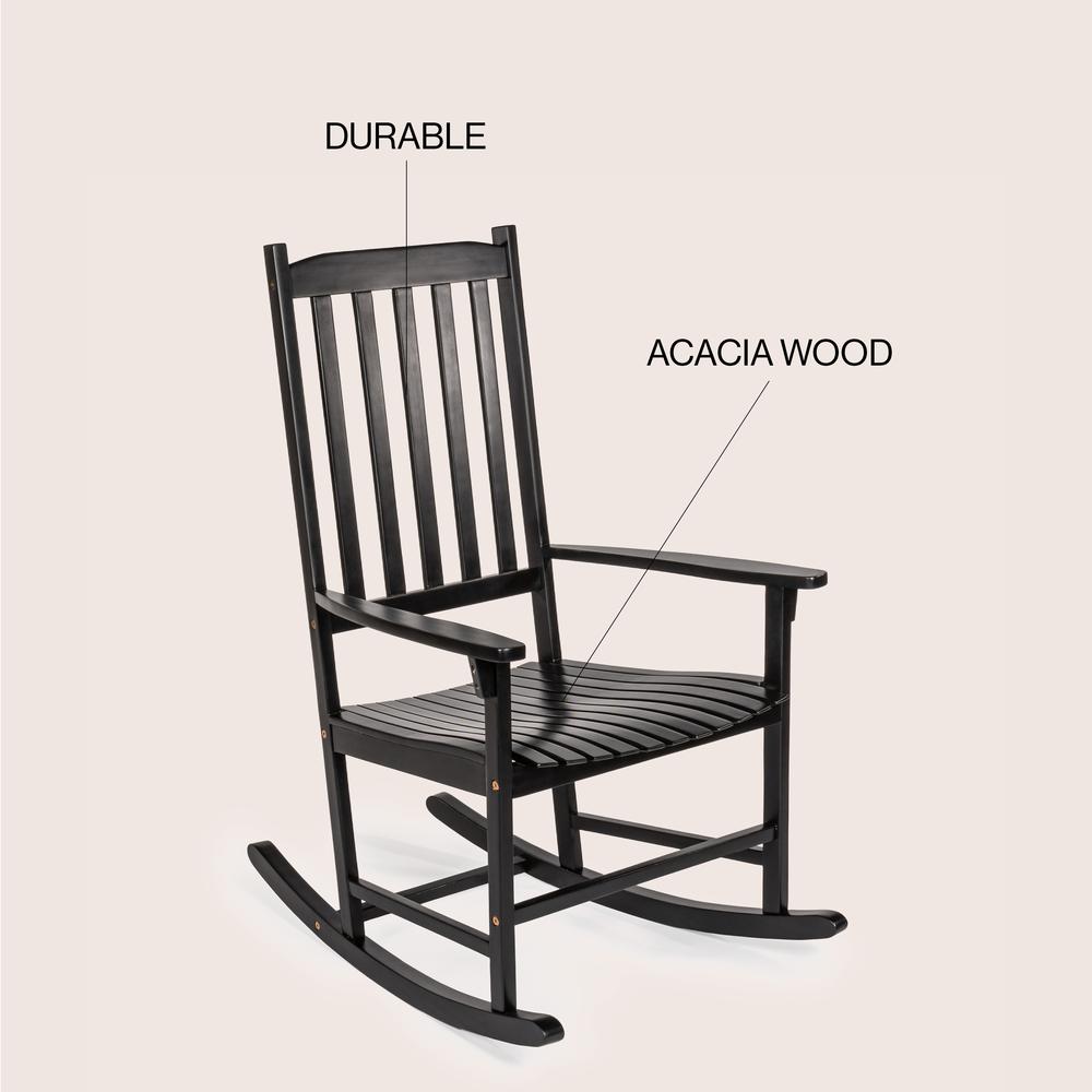 Slat-Back 350-Lbs Support Acacia Wood Outdoor Rocking Chair. Picture 4
