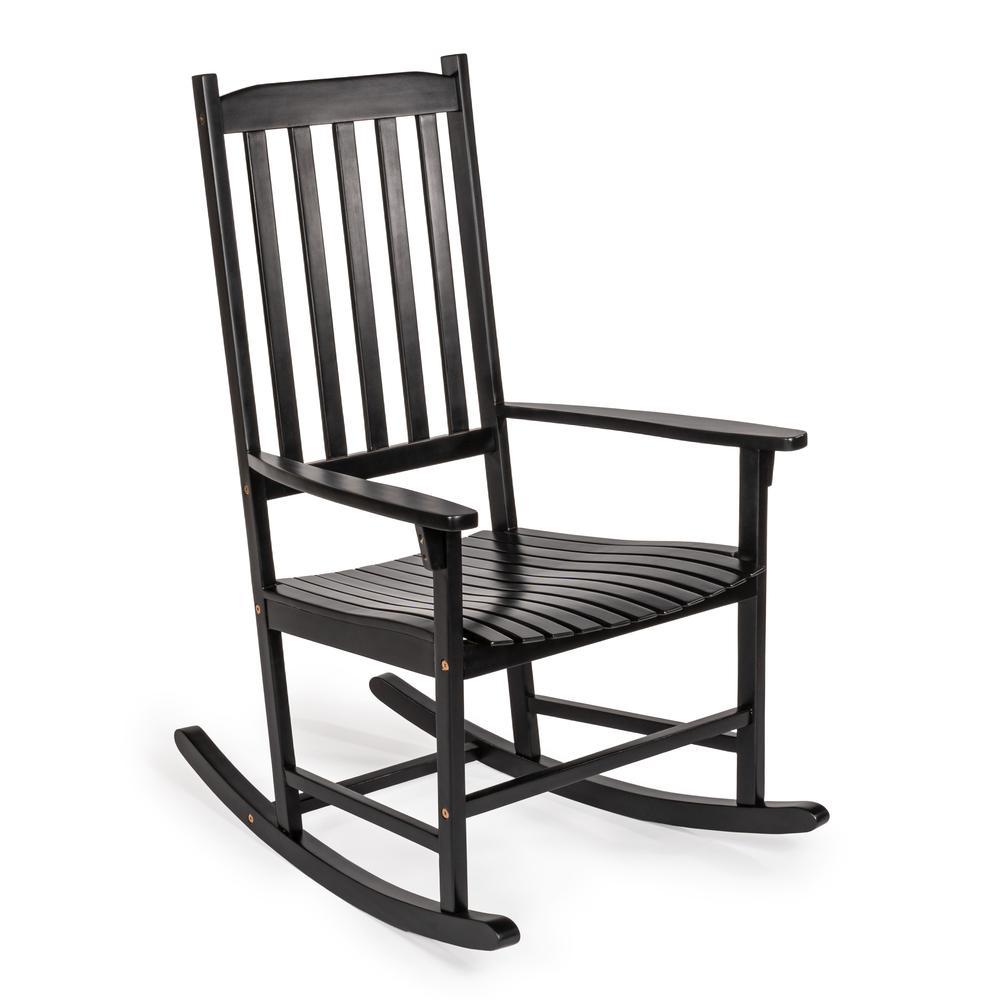 Slat-Back 350-Lbs Support Acacia Wood Outdoor Rocking Chair. Picture 1
