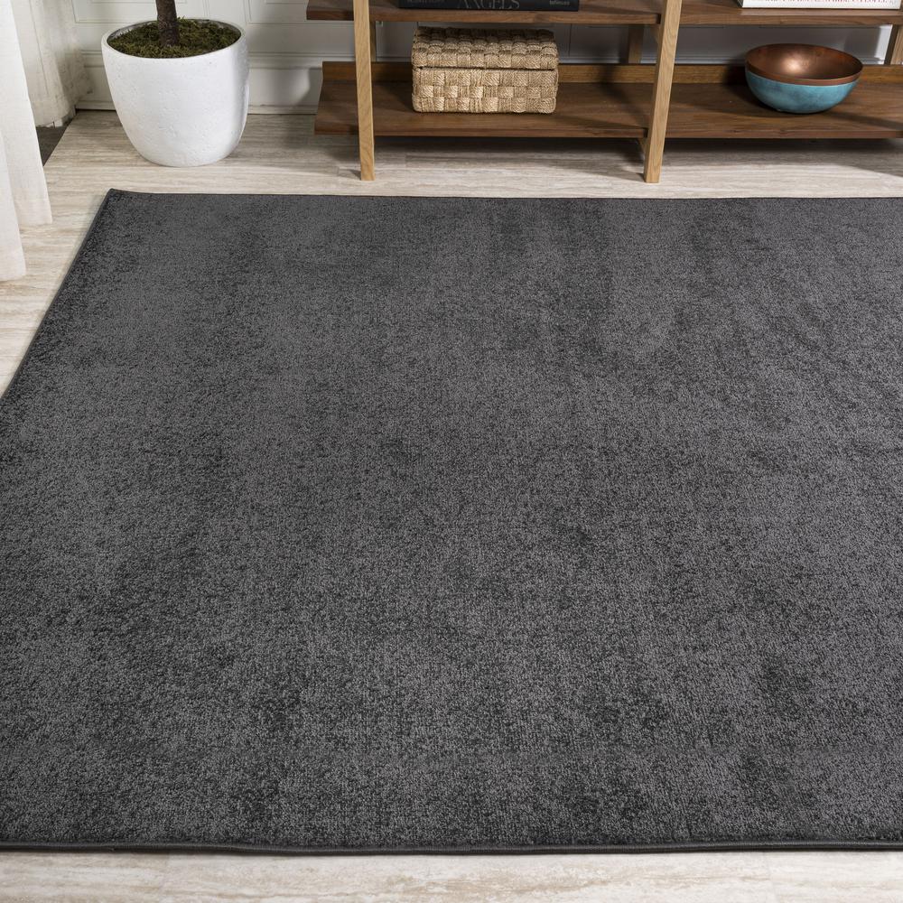Haze Solid Low Pile Area Rug Black. Picture 4