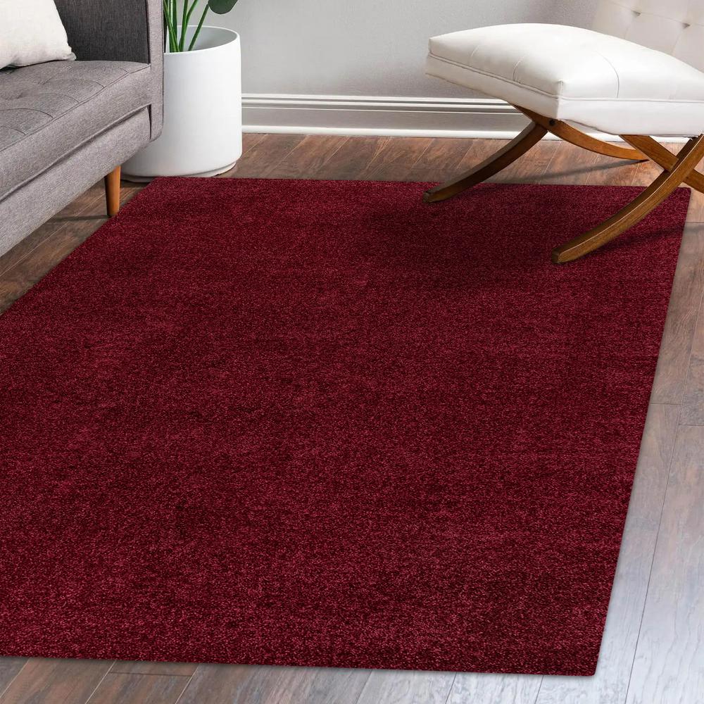 Haze Solid Low Pile Area Rug Dark Red. Picture 11