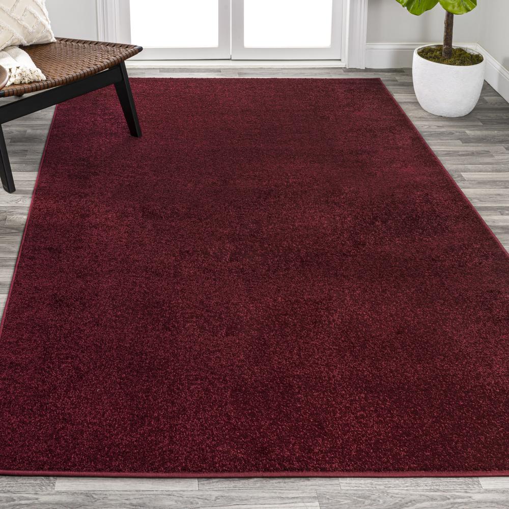 Haze Solid Low Pile Area Rug Dark Red. Picture 5