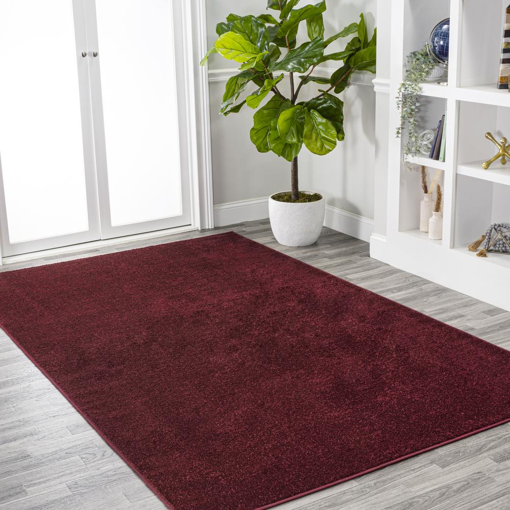 Haze Solid Low Pile Area Rug Dark Red. Picture 6