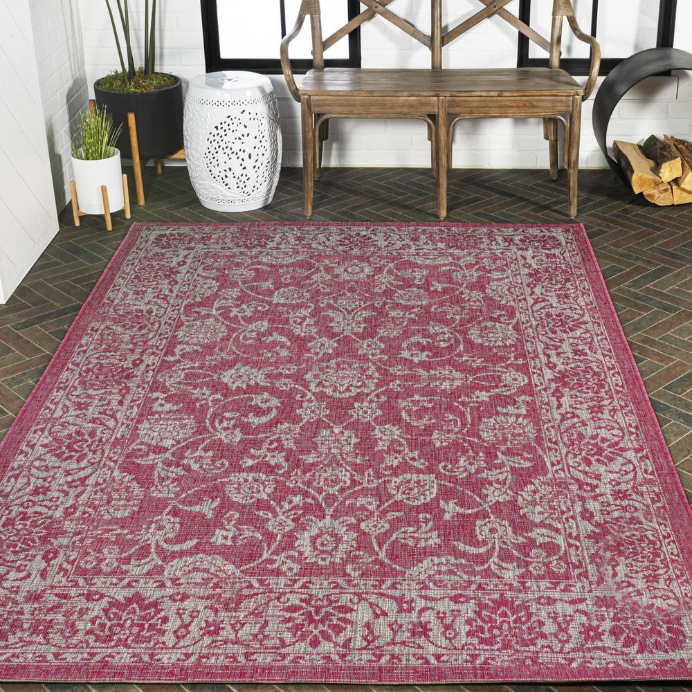 Tela Bohemian Textured Weave Floral Indoor/Outdoor Area Rug. Picture 9