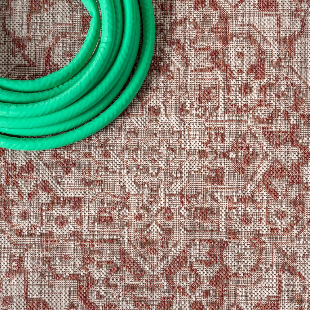 Rozetta Boho Medallion Textured Weave Indoor/Outdoor Area Rug. Picture 5