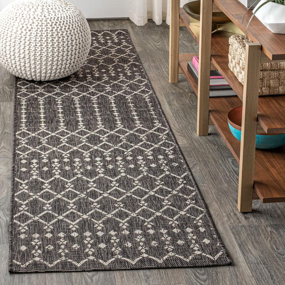 Ourika Moroccan Geometric Textured Weave Indoor/Outdoor Runner Rug. Picture 3