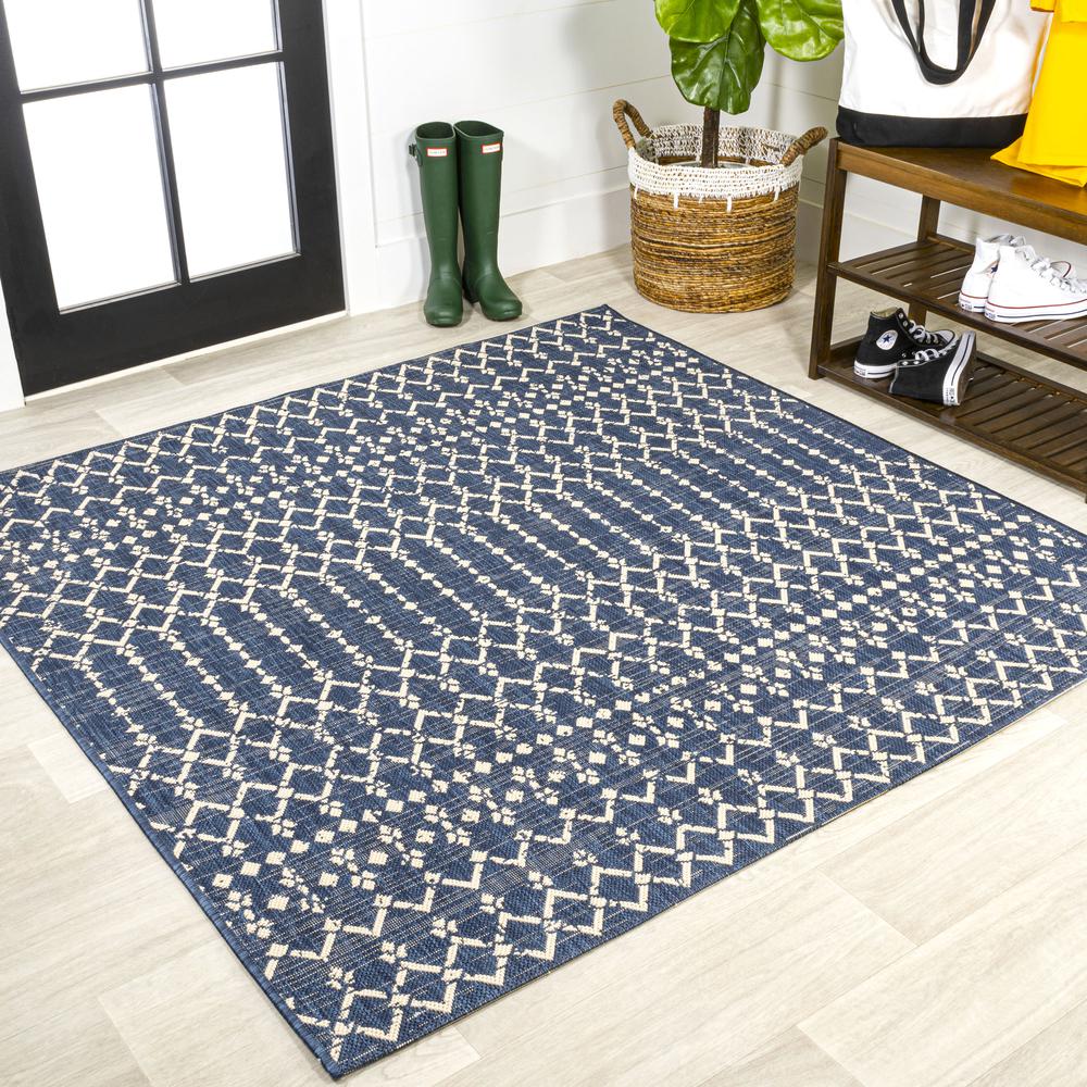 Ourika Moroccan Geometric Textured Weave Indoor/Outdoor Square Rug. Picture 3