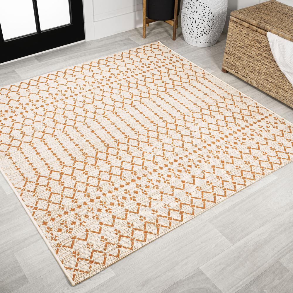 Ourika Moroccan Geometric Textured Weave Indoor/Outdoor Square Rug. Picture 3