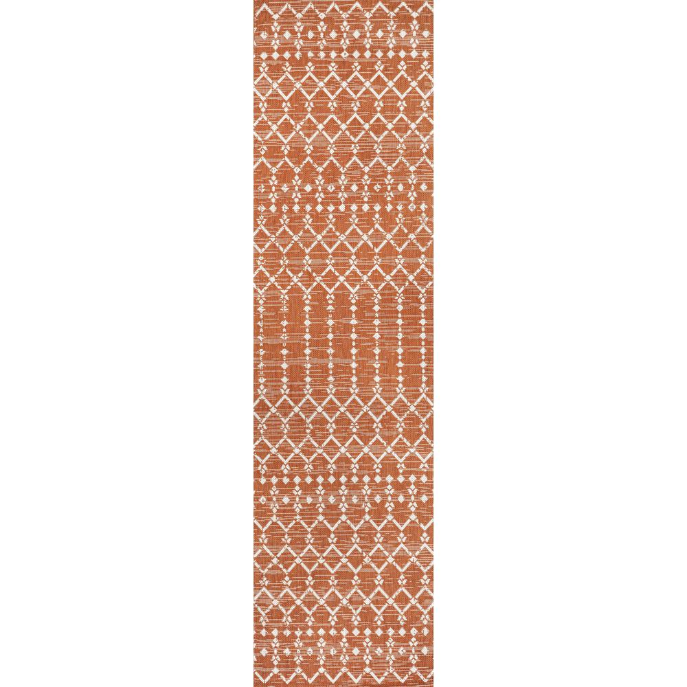 Ourika Moroccan Geometric Textured Weave Indoor/Outdoor Runner Rug. Picture 1