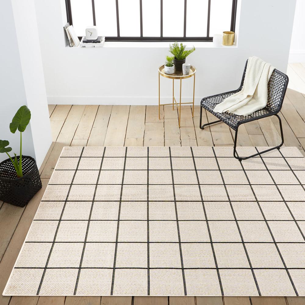 Grid Modern Squares Indoor/Outdoor Area Rug. Picture 15