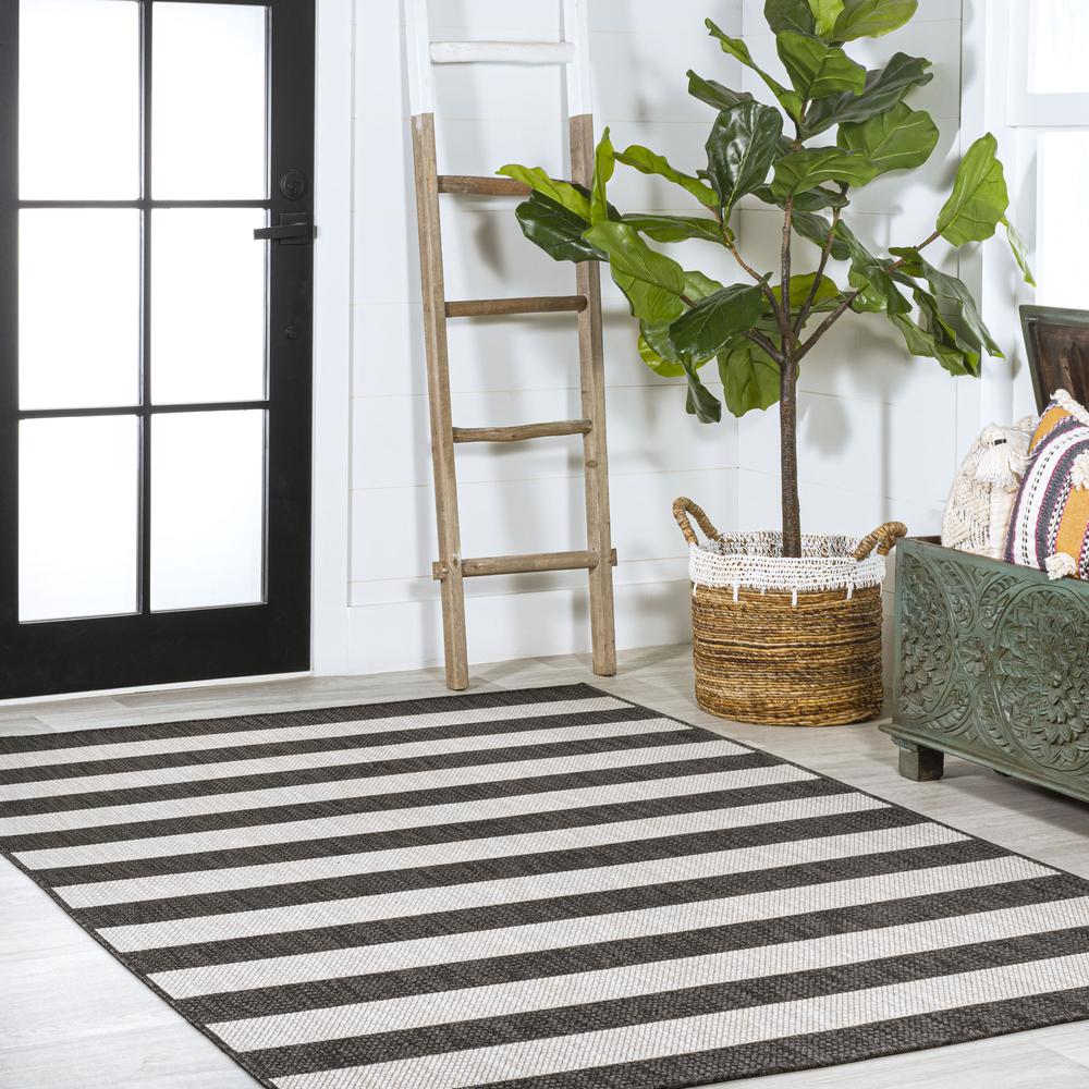 Negril Two Tone Wide Stripe Indoor/Outdoor Area Rug. Picture 6