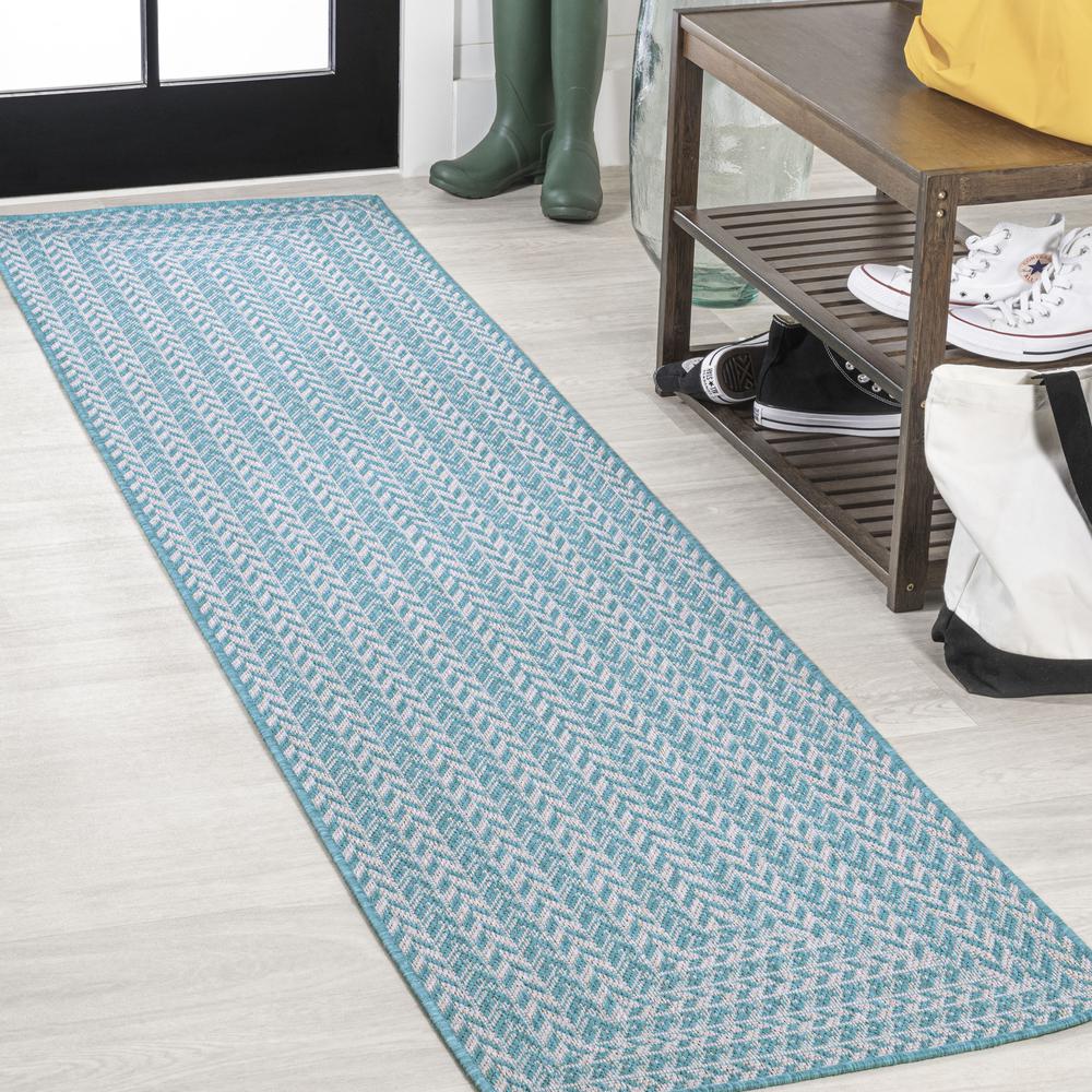 Chevron Modern Concentric Squares Indoor/Outdoor Area Rug. Picture 3