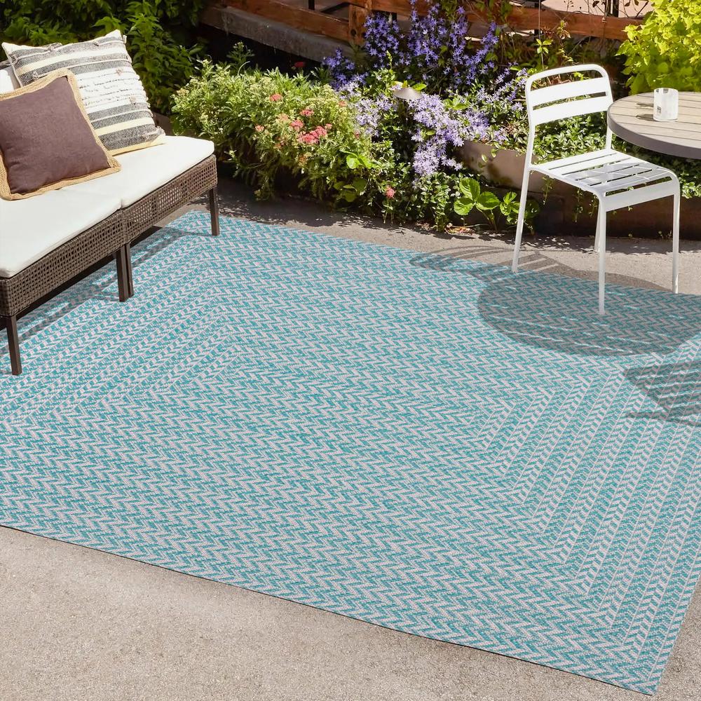 Chevron Modern Concentric Squares Indoor/Outdoor Area Rug. Picture 7