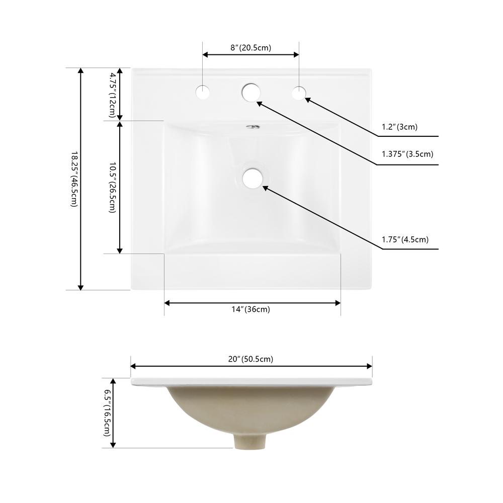 Rectangular Ceramic Single Sink Basin Vanity Top. Picture 3