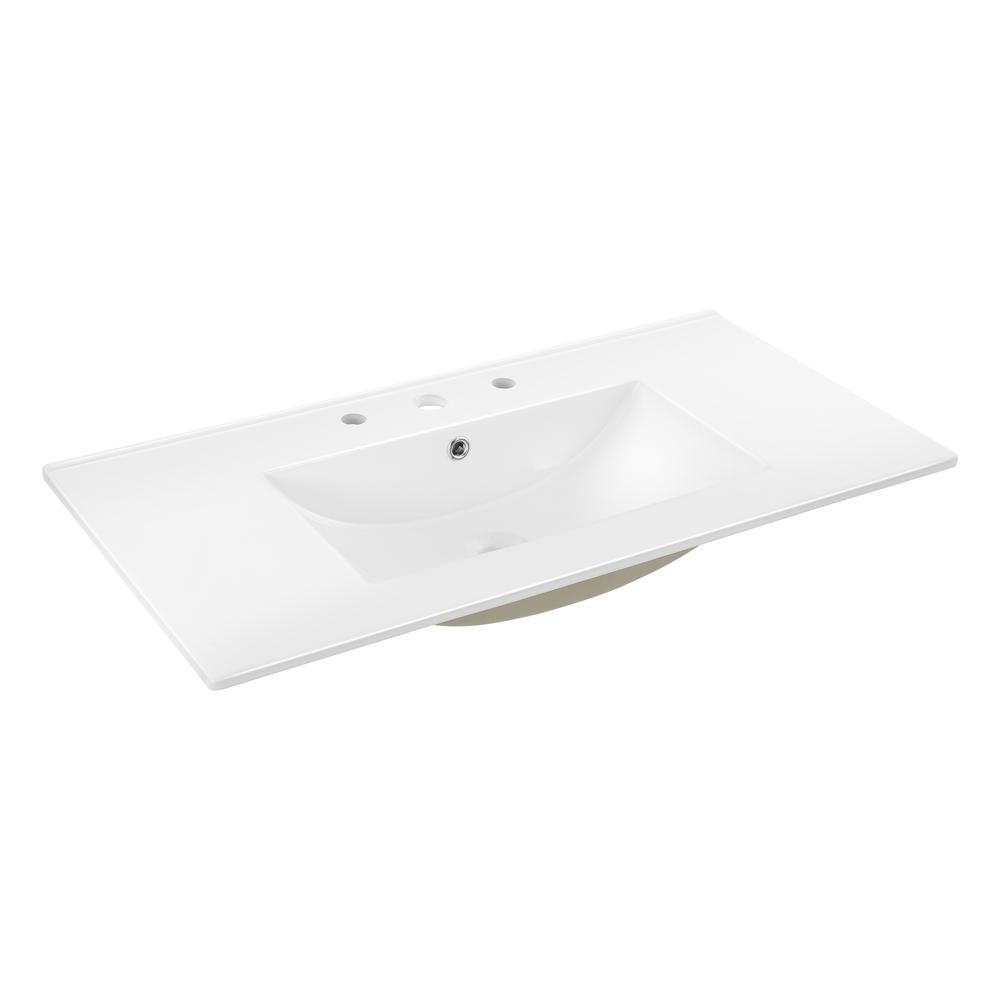 Rectangular Ceramic Single Sink Basin Vanity Top. Picture 1