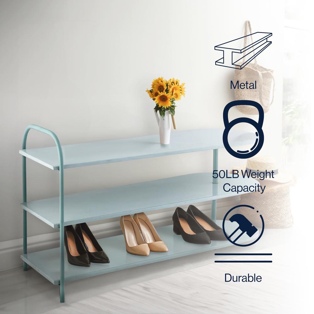 Modern 9-Pair 3-Tier Iron Curved Decker Shoe Rack. Picture 4