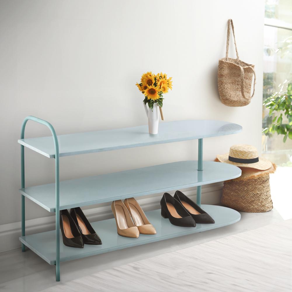 Modern 9-Pair 3-Tier Iron Curved Decker Shoe Rack. Picture 3
