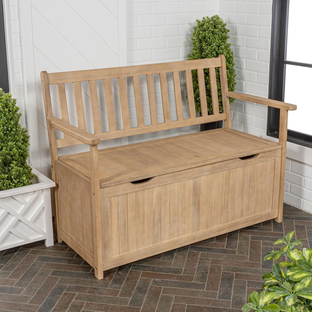 Sophie Traditional Farmhouse Lift-Top Acacia Wood Storage & Entry Bench. Picture 4