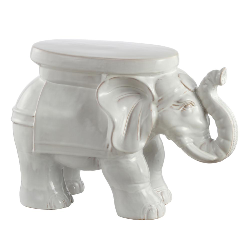 White Elephant Ceramic Garden Stool. Picture 3